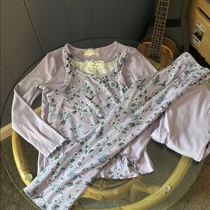 Floral Lavender Long Sleeve Top and Pants Set